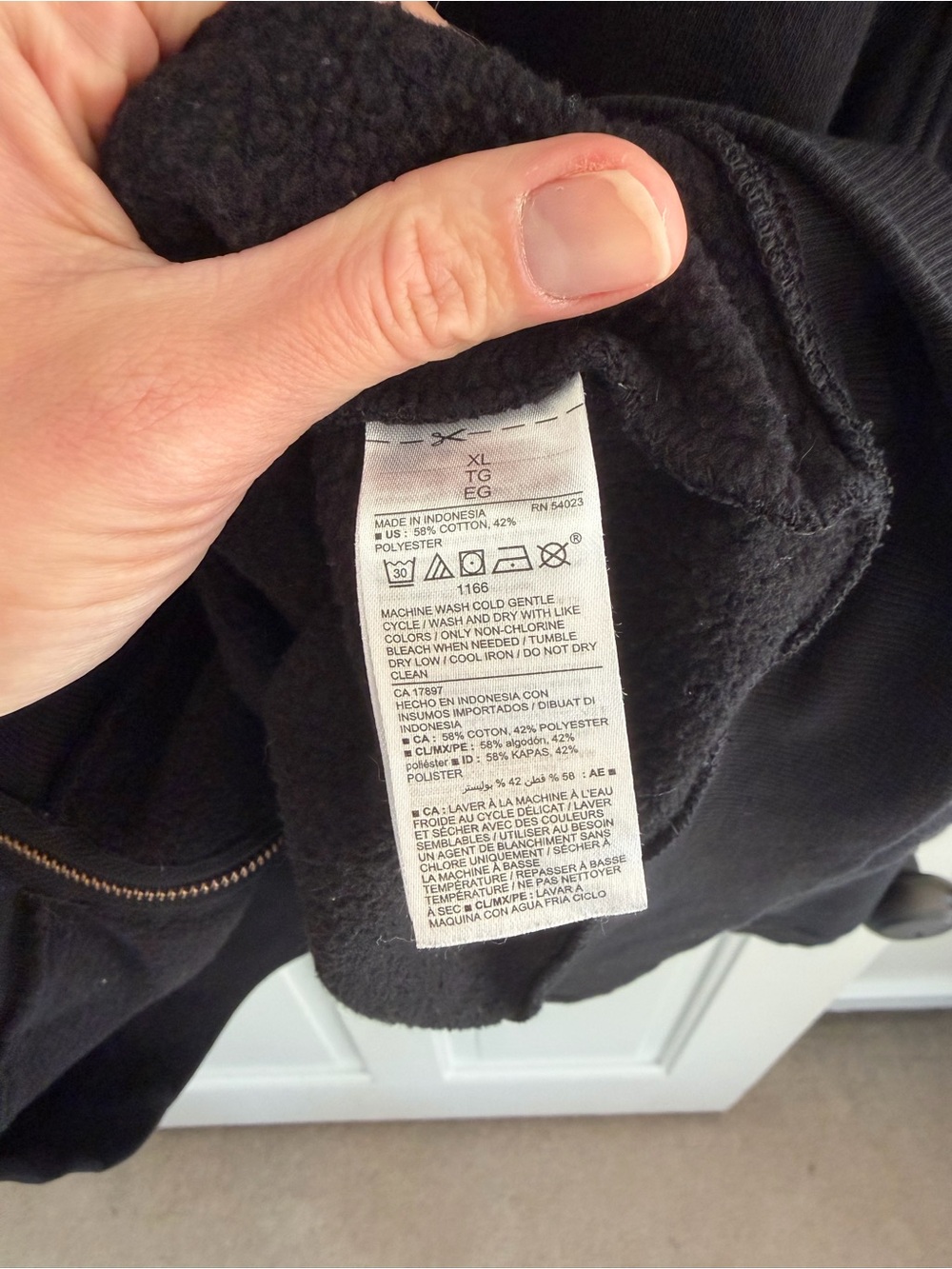 Old Navy Black Full Zip Hoodie XL Cotton Blend Sweatshirt Jacket - Picture 3 of 7